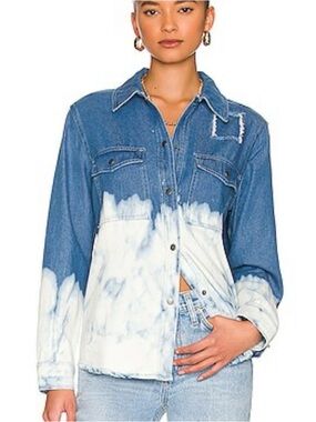 Rails Bleached Denim Bleach Snap Up Jacket. size XS